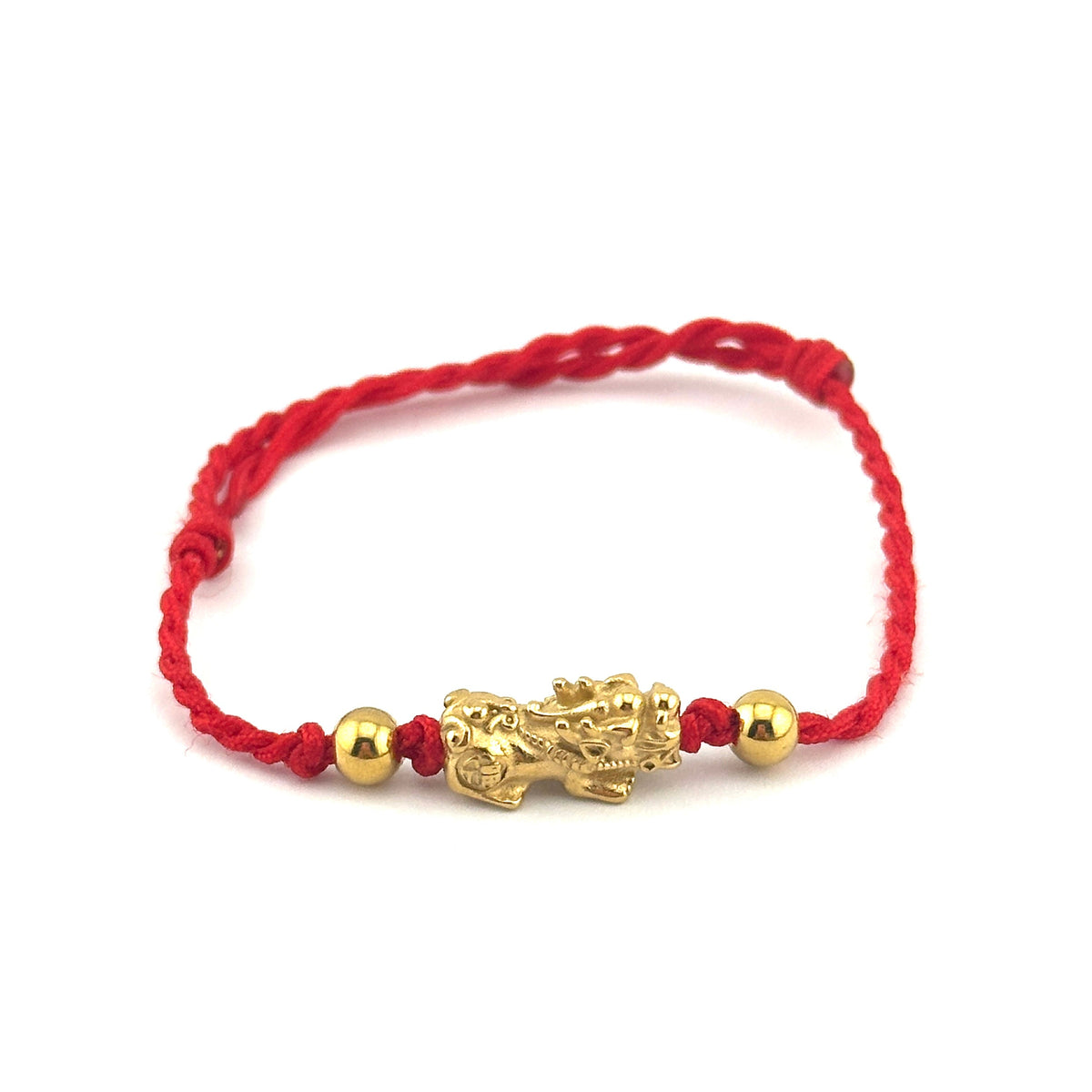 Pixiu Dragon with 2 Beads Red String Bracelet