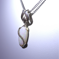 Handmade Australian Solid Coober Pedy Opal Pendant Necklace sterling silver