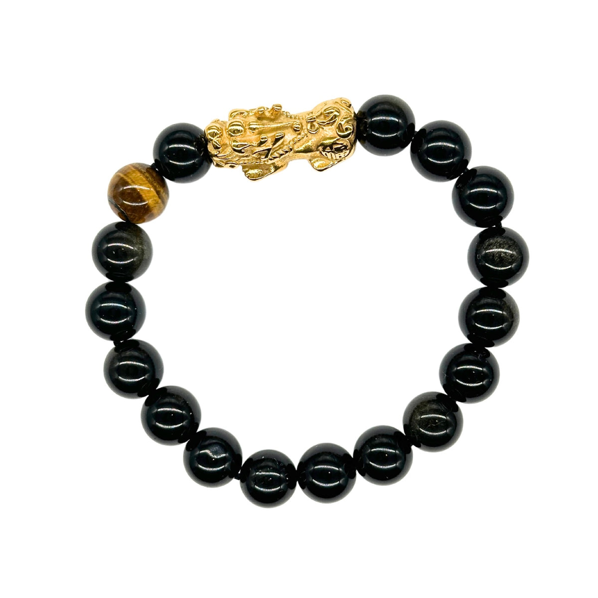 Courage Charm | Pixiu Dragon Obsidian & Tiger Eye Bracelet