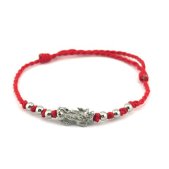 Pixiu Dragon with 6 Beads Red String Bracelet