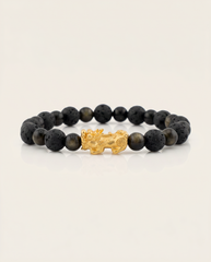 Grounding Charm | Mini Pixiu Dragon Lava Rock Bracelet