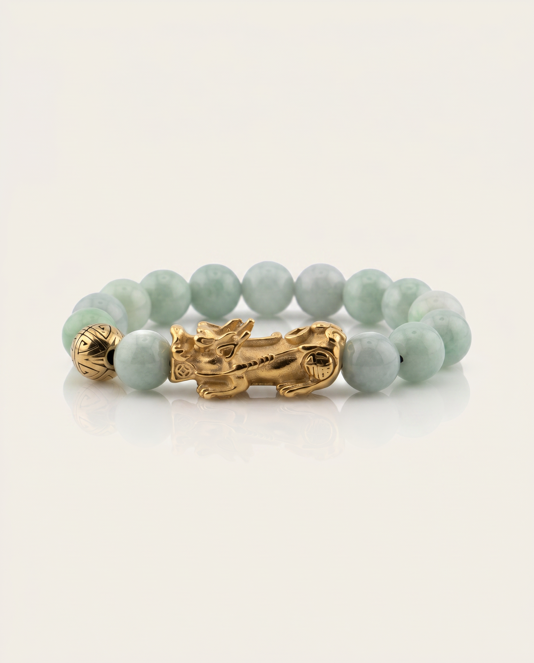 Harmony Charm | Pixiu Dragon Light Green Jade Bracelet