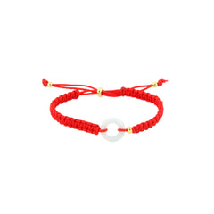 Small Jade Donut Adjustable Red String Bracelet