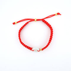 Small Jade Donut Adjustable Red String Bracelet