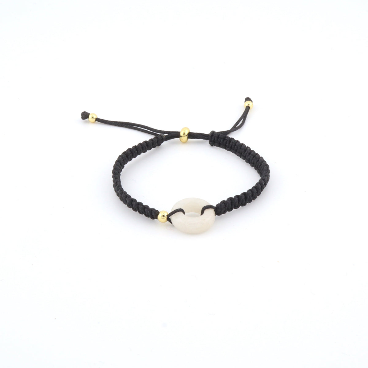 Small Jade Donut Adjustable Red String Bracelet