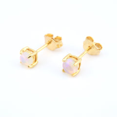 Solid Australian Opal Stud Earing Gold and Silver