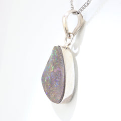 Handmade Australian Boulder Opal Pendant Necklace Sterling Silver Ancient Tear