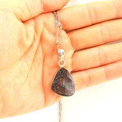 Handmade Australian Boulder Opal Pendant Necklace Sterling Silver Ancient Tear