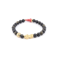 Mini Wealth Charm | Pixiu Dragon Obsidian & Hulu Bracelet