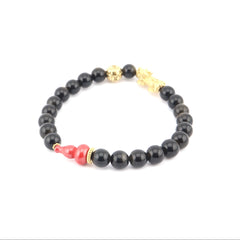 Mini Wealth Charm | Pixiu Dragon Obsidian & Hulu Bracelet