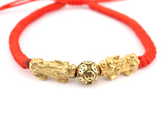 Double Pixiu Dragon Adjustable Red String Bracelet