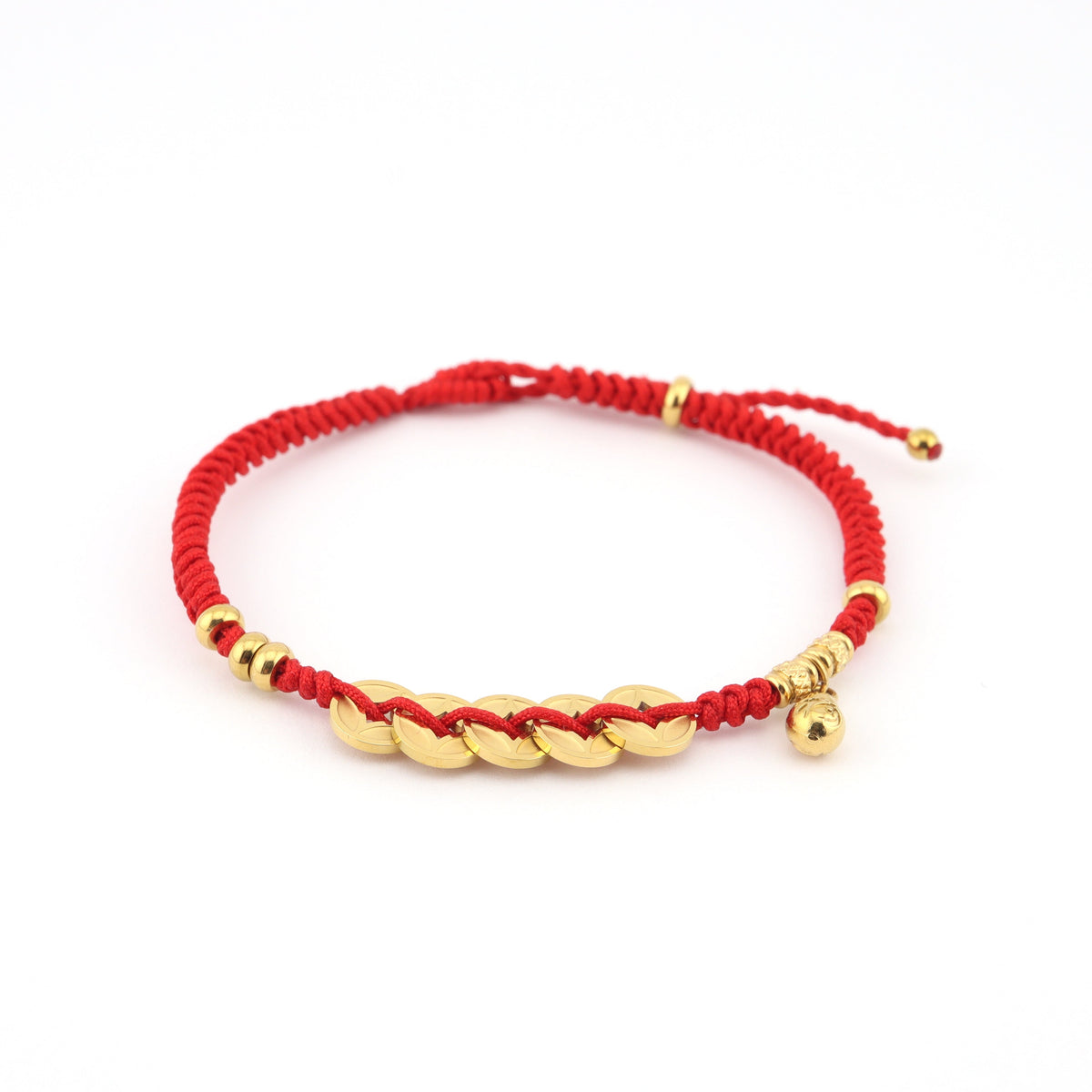 Five Emperors Coin with Hulu Red String Bracelet