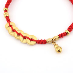 Five Emperors Coin with Hulu Red String Bracelet