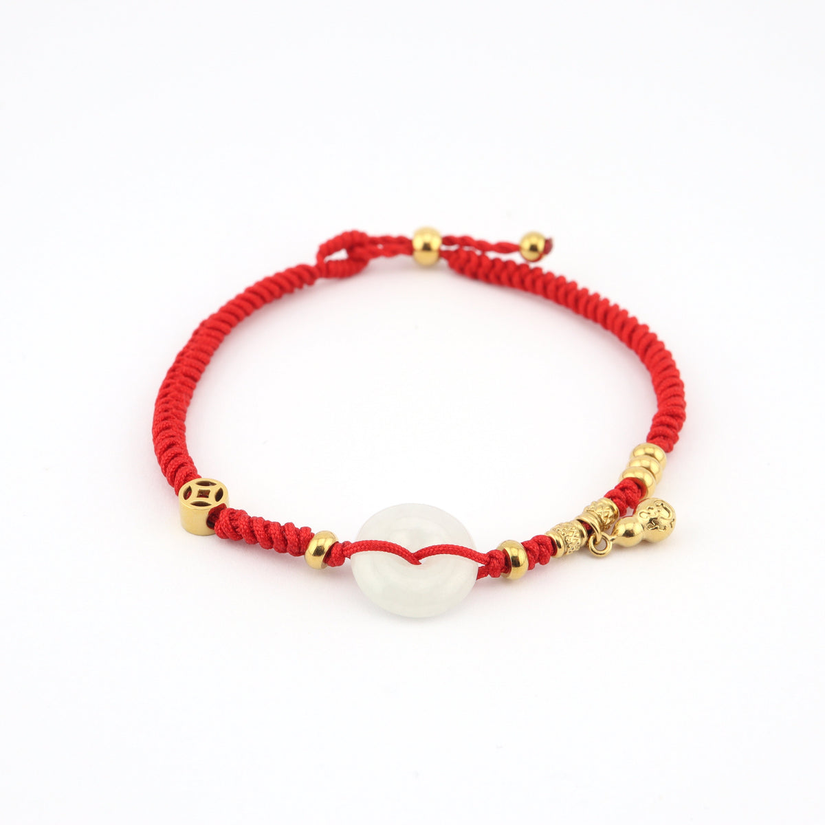 Jade with Hulu Health Charm Red String Bracelet