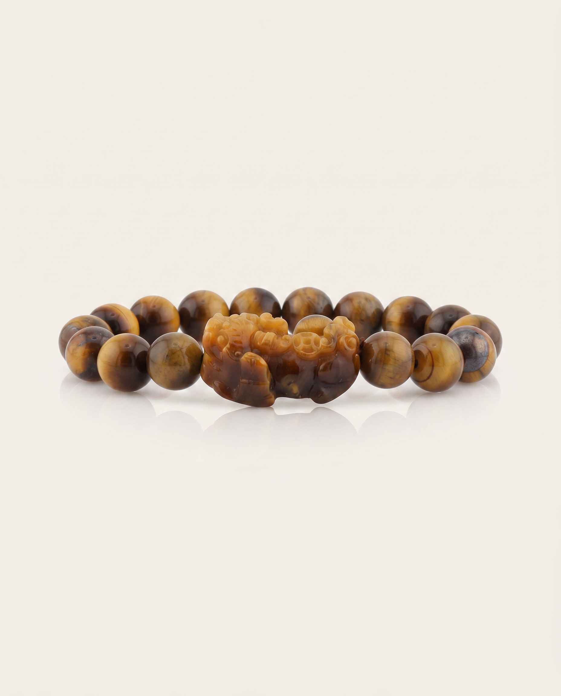 Inner Strength | Carved Pixiu Dragon Tiger Eye Bracelet, detail view