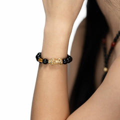 Courage Charm | Pixiu Dragon Obsidian & Tiger Eye Bracelet