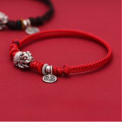 Pre order only: Silver Baby Pixiu Dragon Red String Bracelet (ready in April)