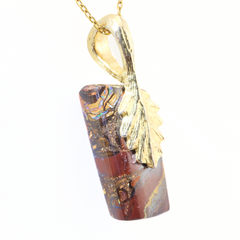 Handmade Australian Boulder Opal Pendant Necklace Sterling Silver Golden Drift Pillar