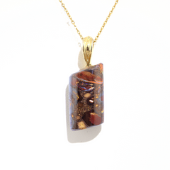 Handmade Australian Boulder Opal Pendant Necklace Sterling Silver Golden Drift Pillar