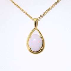 Handmade Australian Solid Coober Pedy Opal Pendant Necklace in 18k Gold