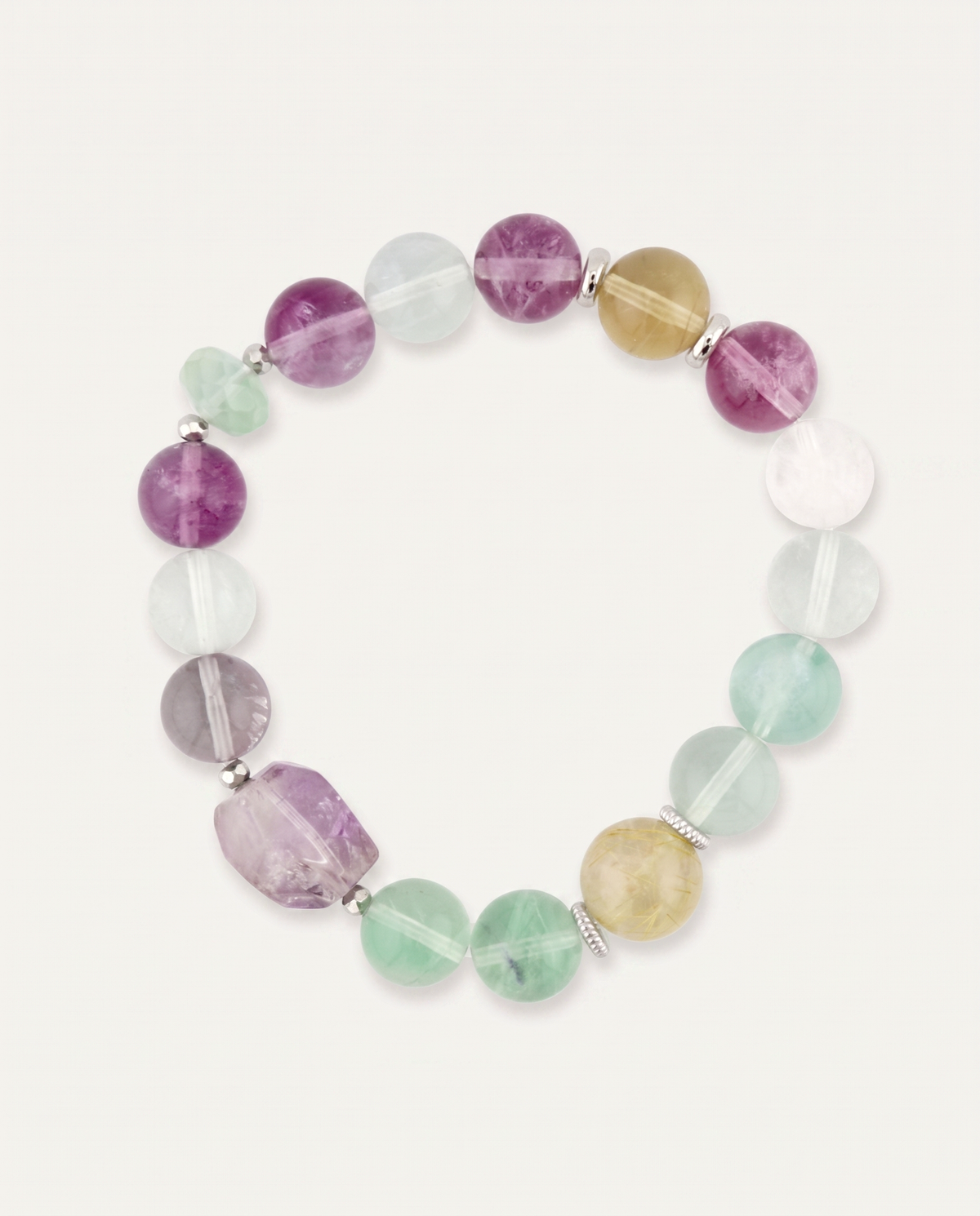 Amethyst, Fluorite & Rutilated Quartz Bracelet photo 2