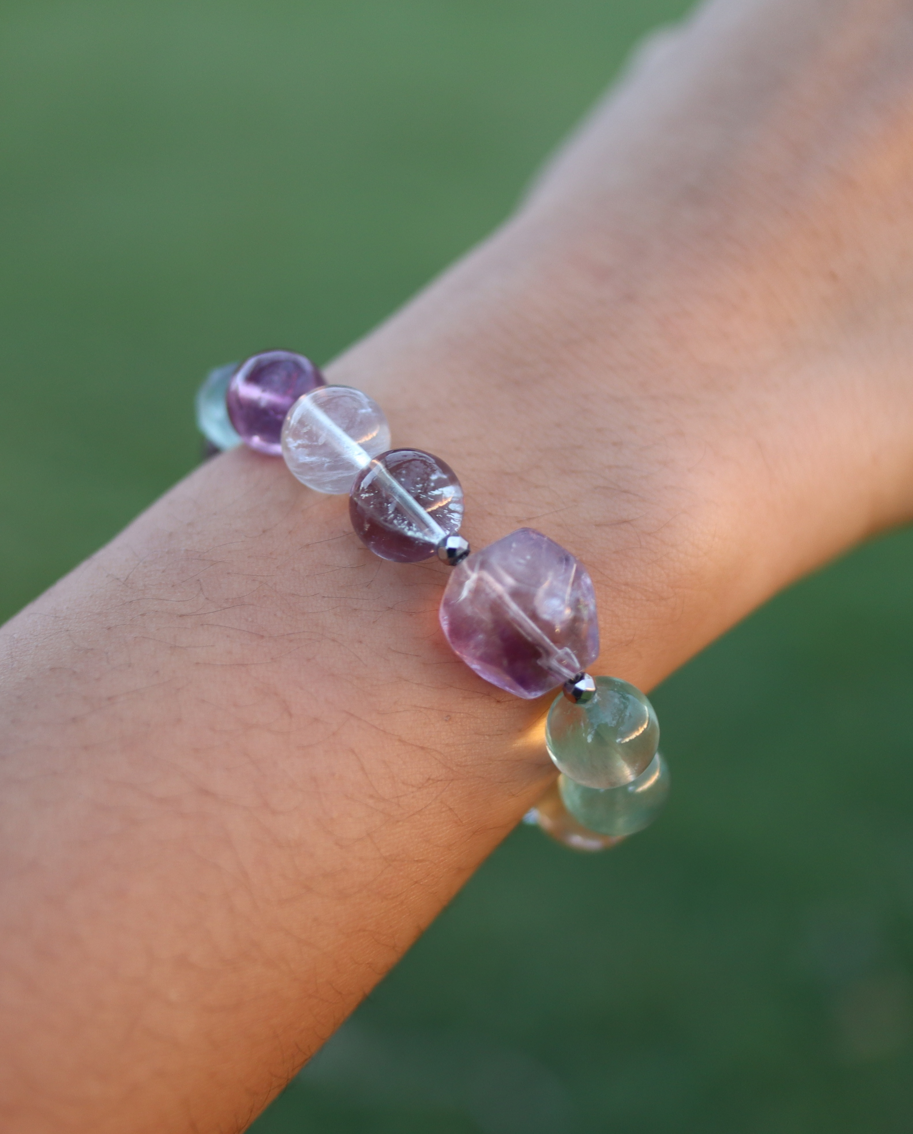 Amethyst, Fluorite & Rutilated Quartz Bracelet photo 4