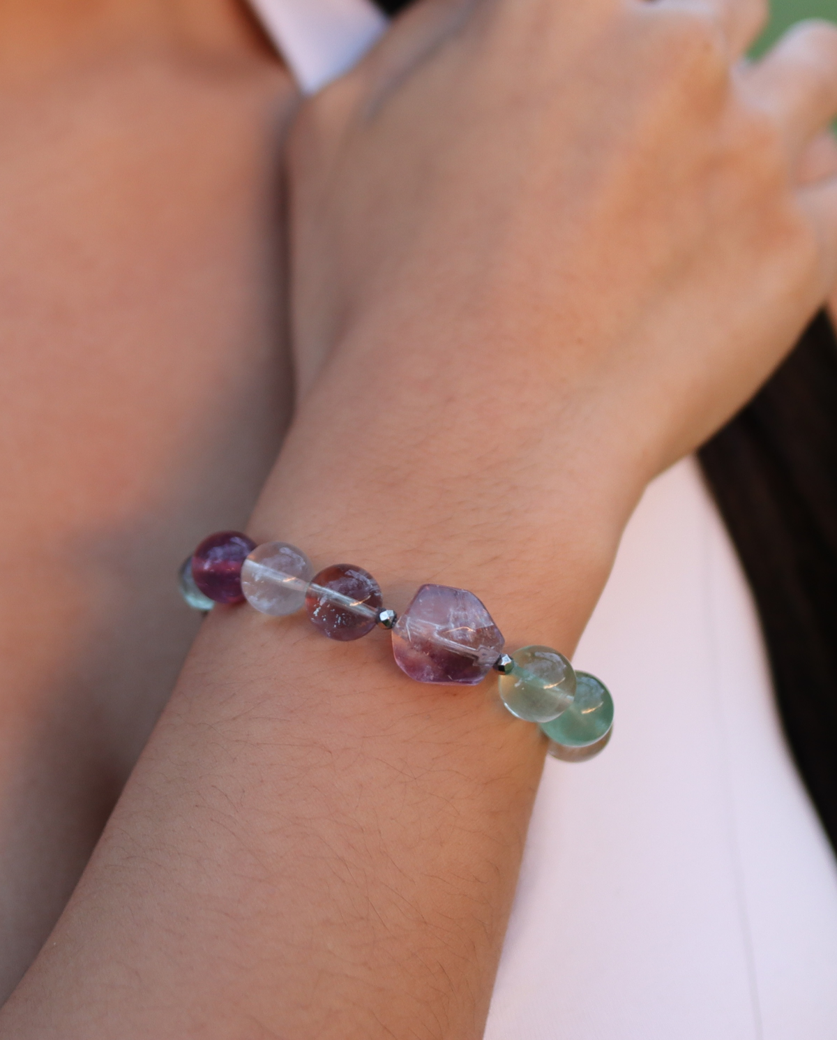 Amethyst, Fluorite & Rutilated Quartz Bracelet photo 5
