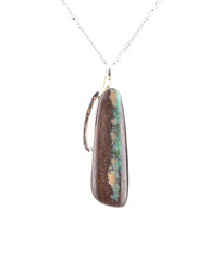 Handmade Australian Boulder Opal Pendant Necklace Sterling Silver Light Pillar