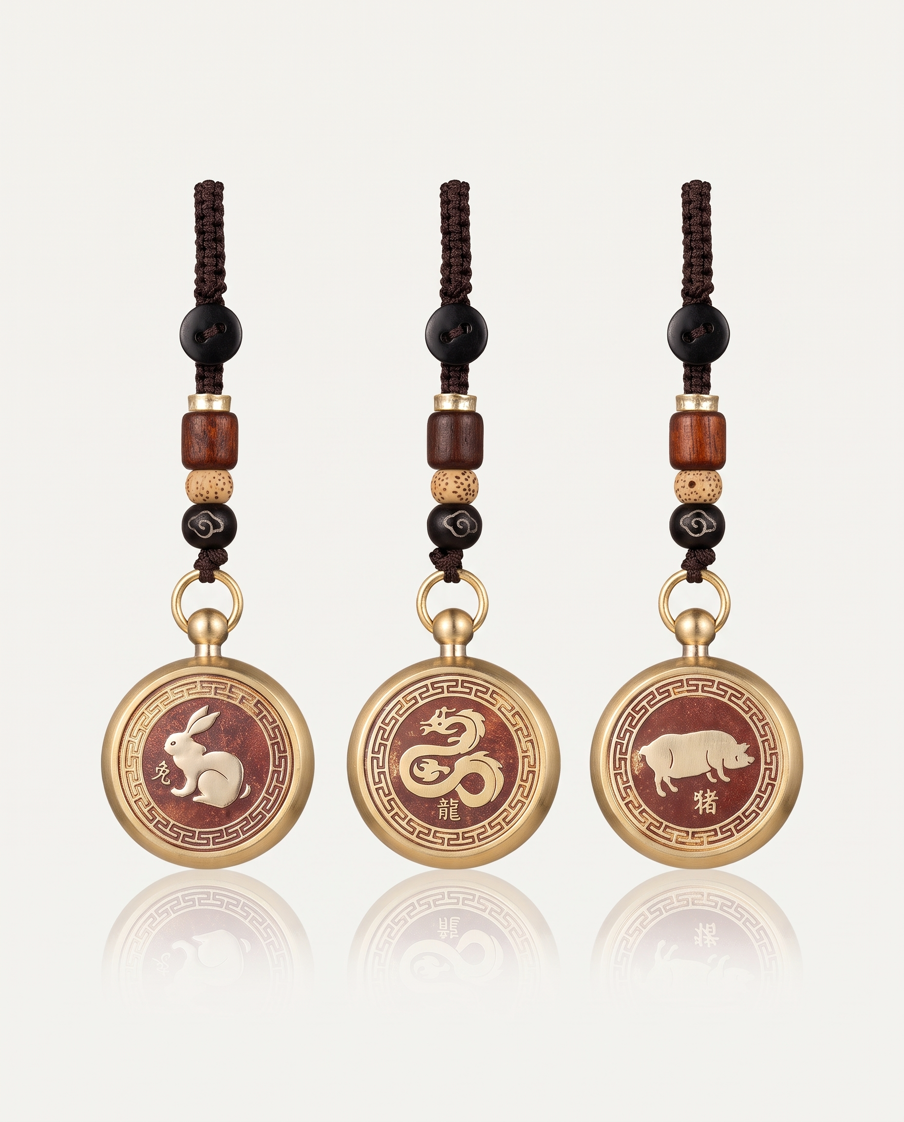 Brass Zodiac Cinnabar Keyring