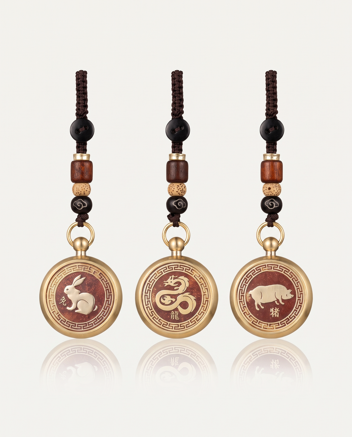 Brass Zodiac Cinnabar Keyring