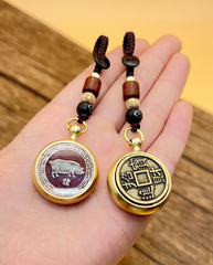 Brass Zodiac Cinnabar Keyring