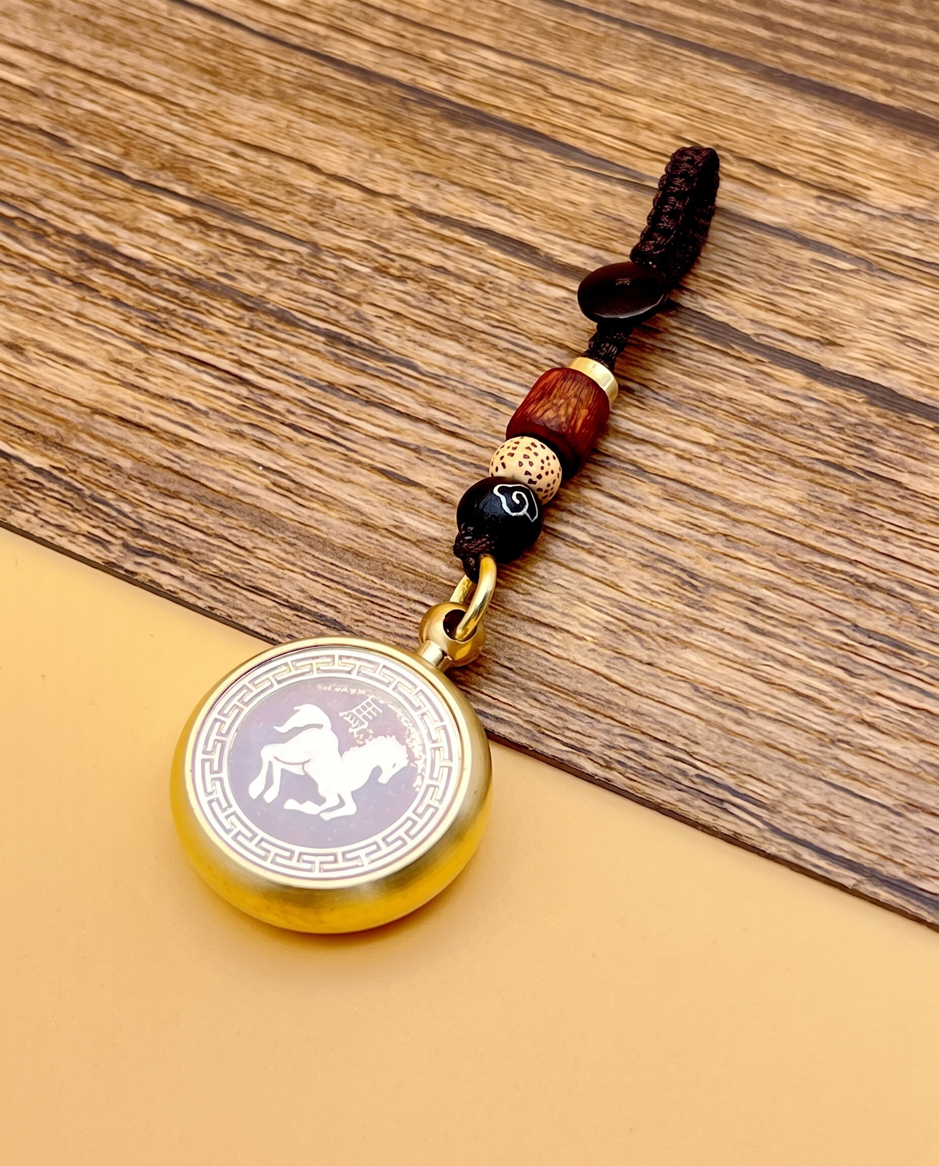 Brass Zodiac Cinnabar Keyring