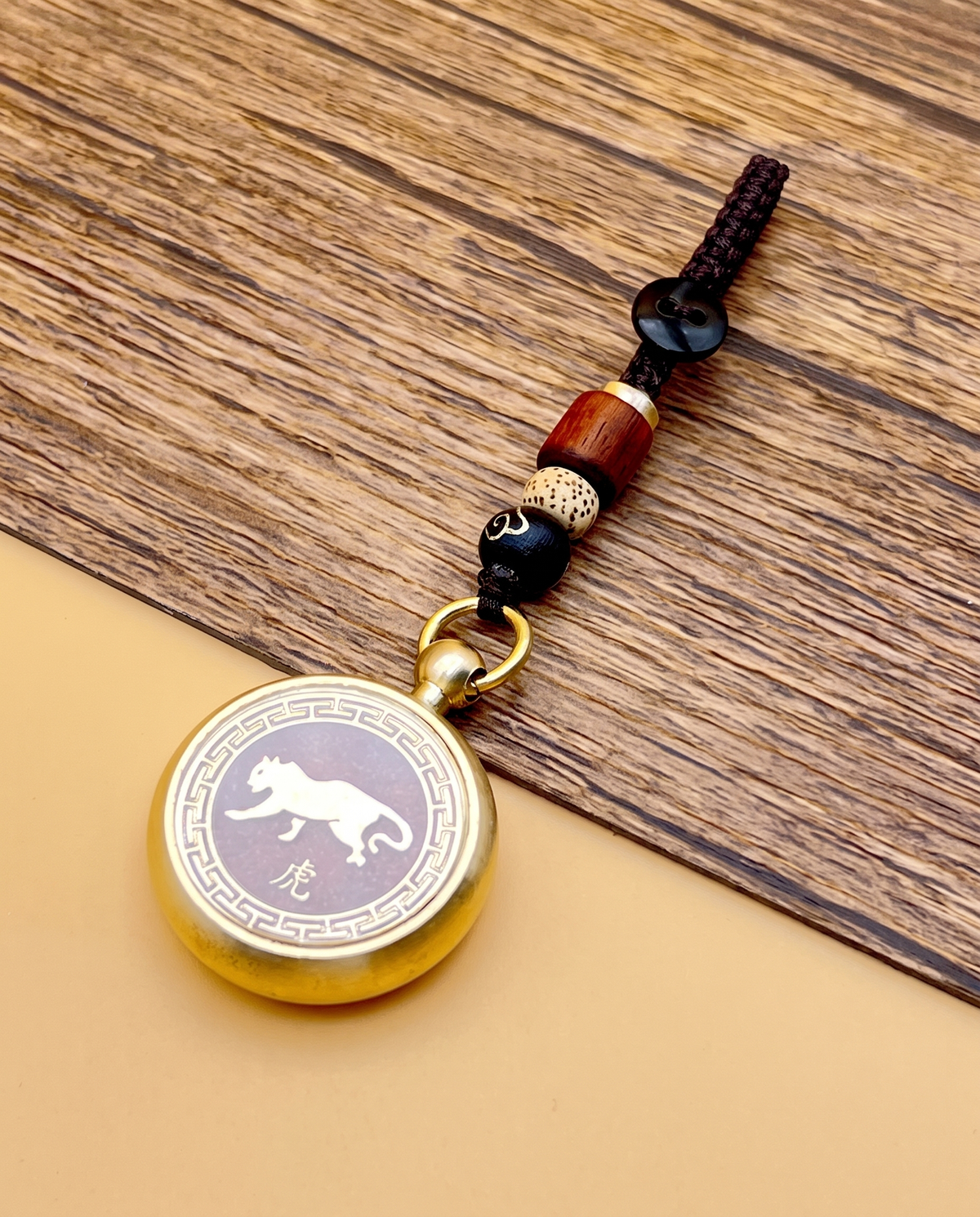 Brass Zodiac Cinnabar Keyring
