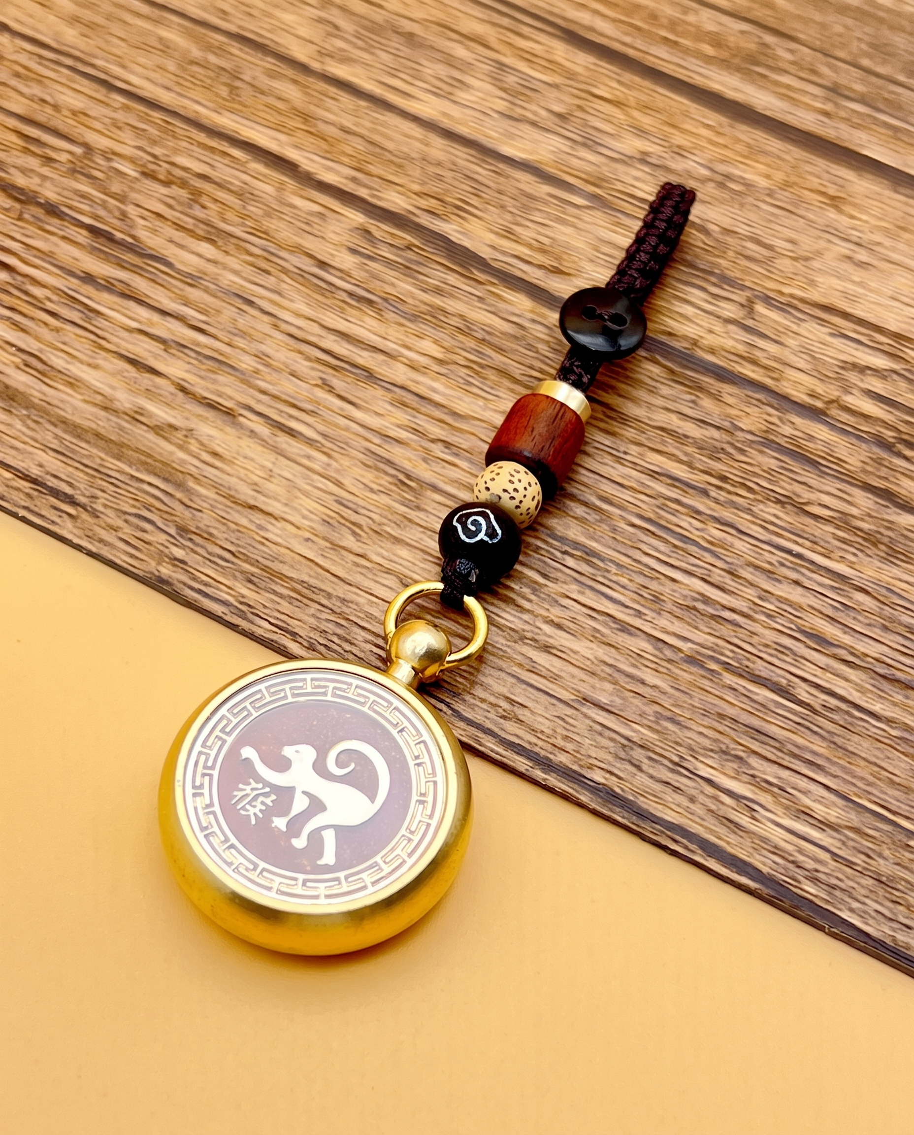 Brass Zodiac Cinnabar Keyring