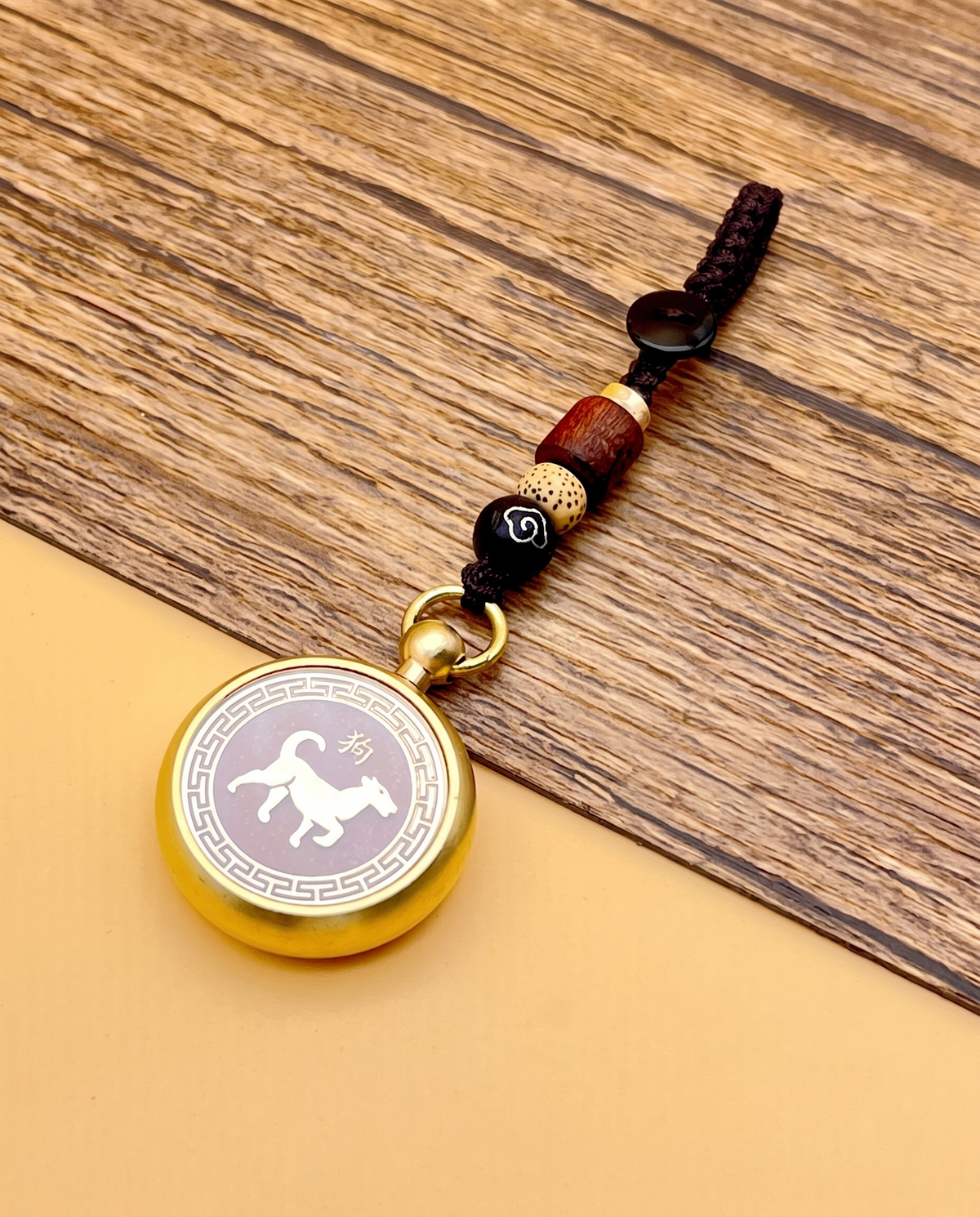Brass Zodiac Cinnabar Keyring