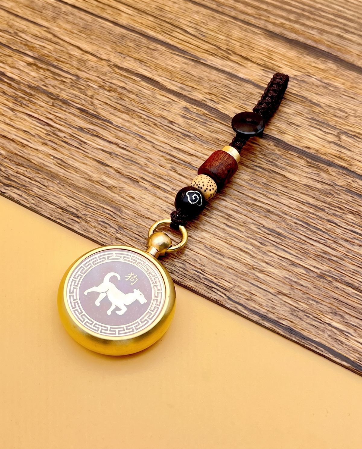 Brass Zodiac Cinnabar Keyring