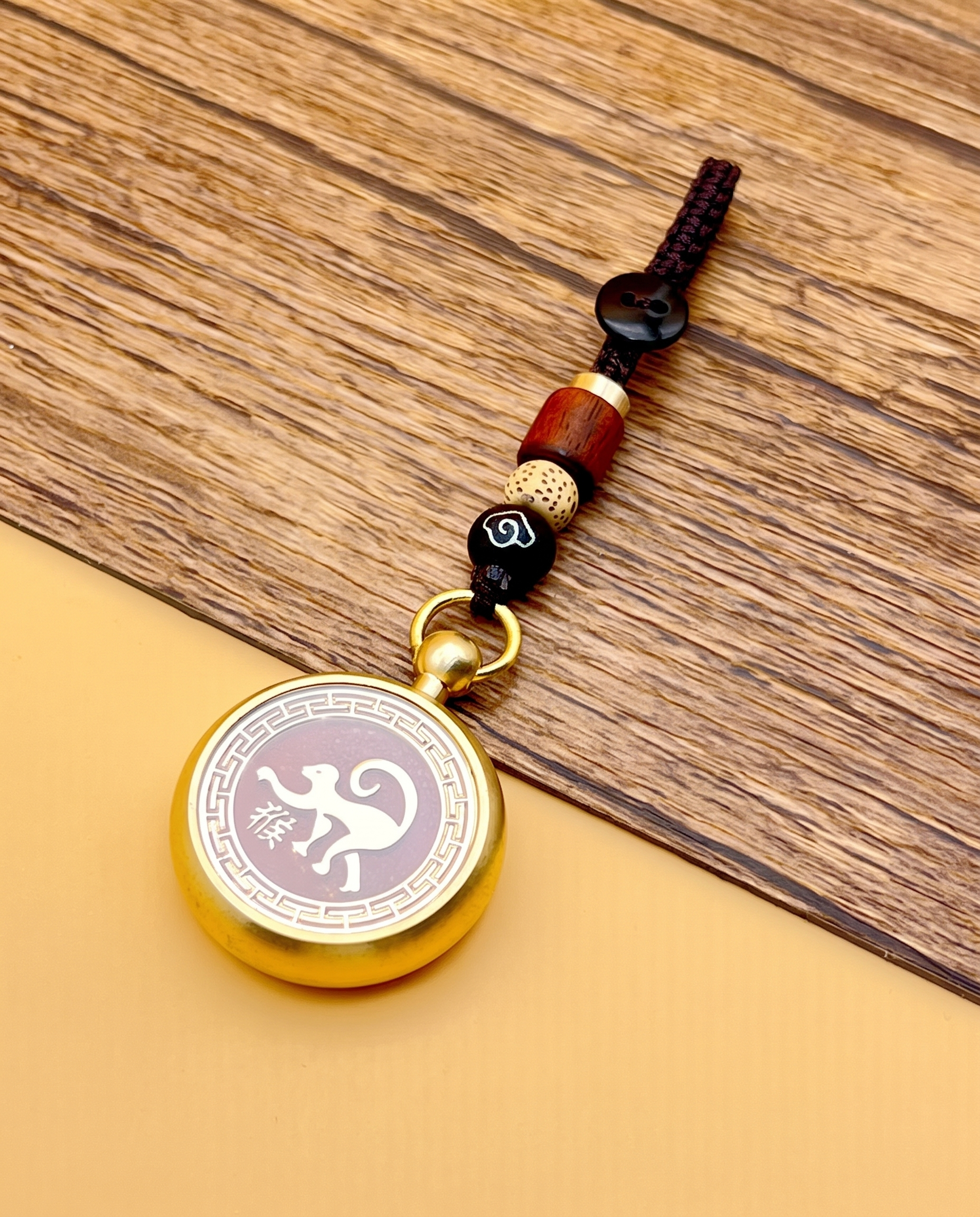 Brass Zodiac Cinnabar Keyring