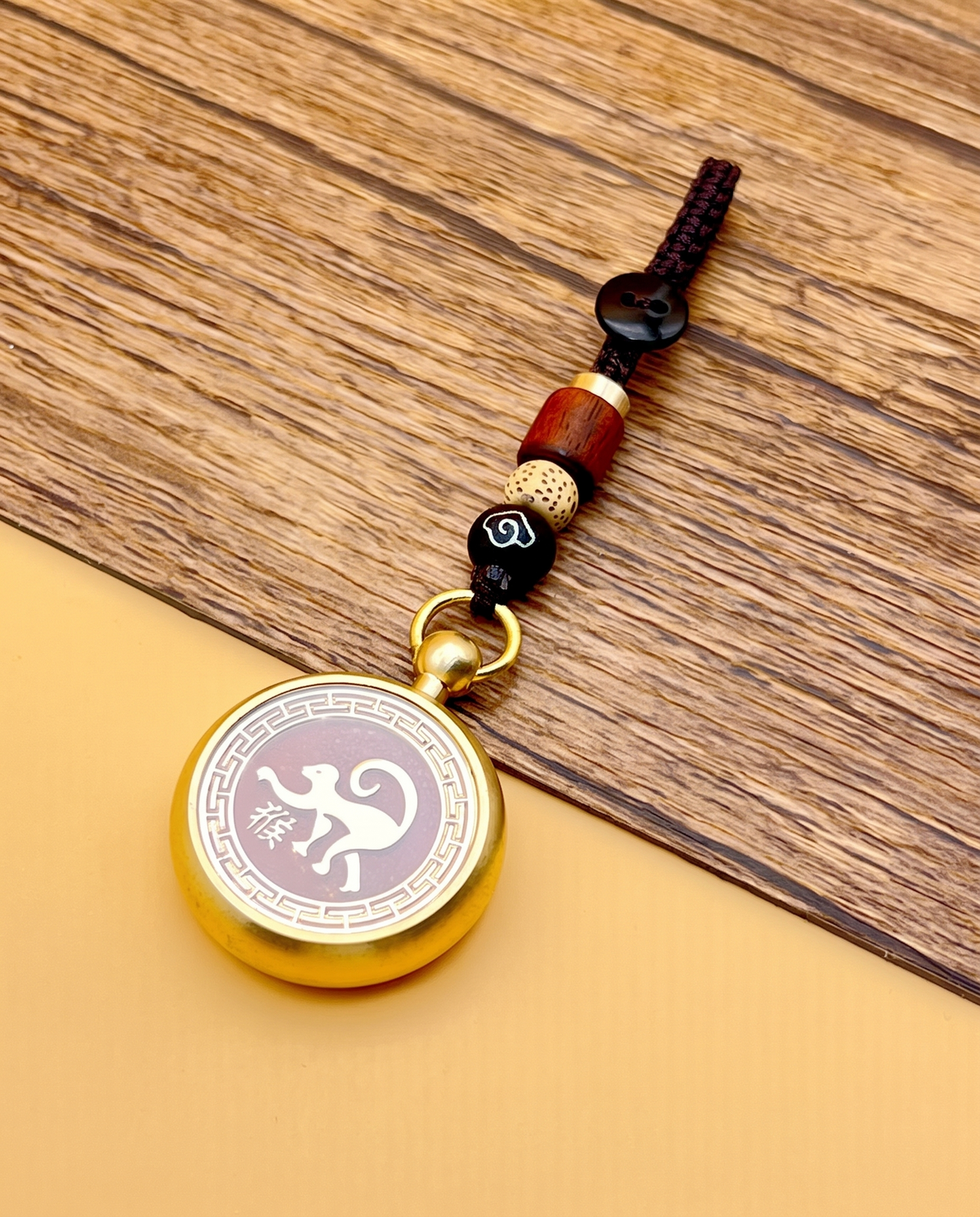 Brass Zodiac Cinnabar Keyring
