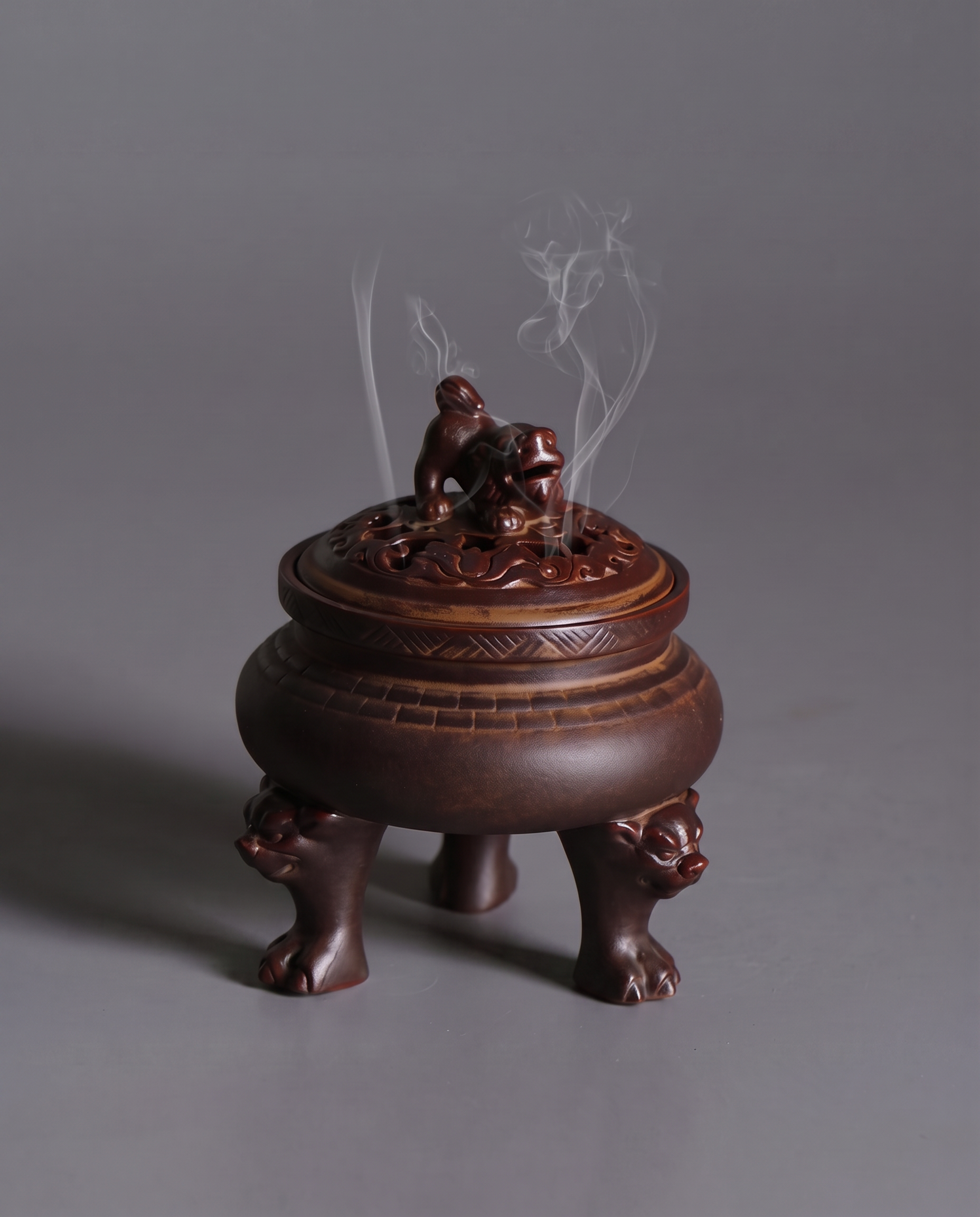 brown incense burner