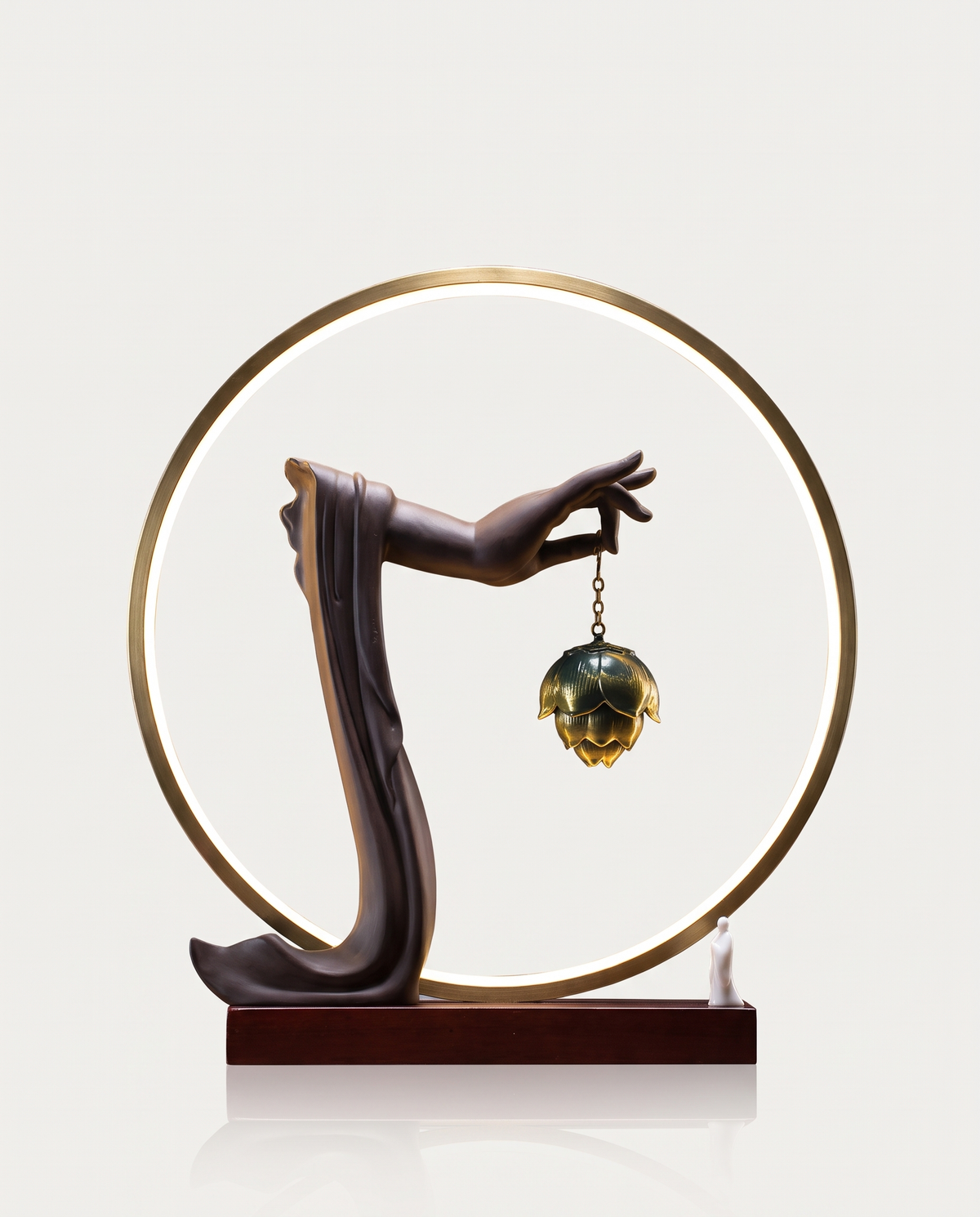 Buddha Hand Backflow Incense Burner with Light Ring