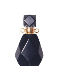 Obsidian Potion Bottle Necklace with Gold Chain, detail view