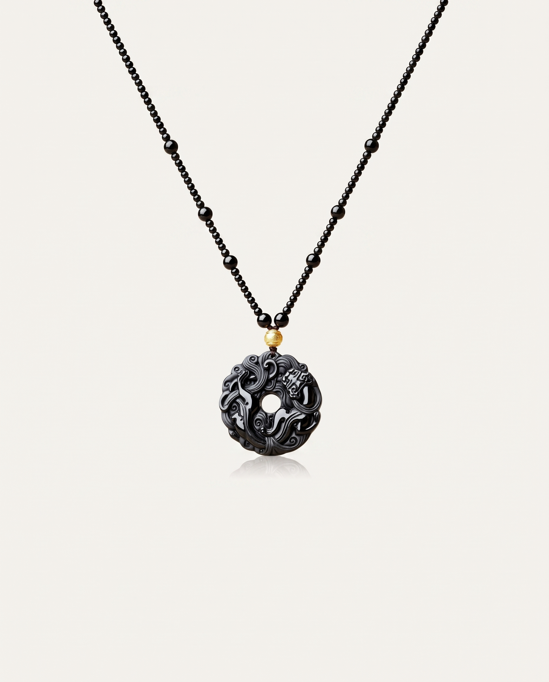coiled pixiu obsidian pendant necklace