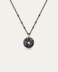 coiled pixiu obsidian pendant necklace