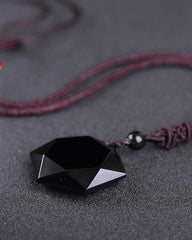 Obsidian Geometry Pendant Necklace, alternate view