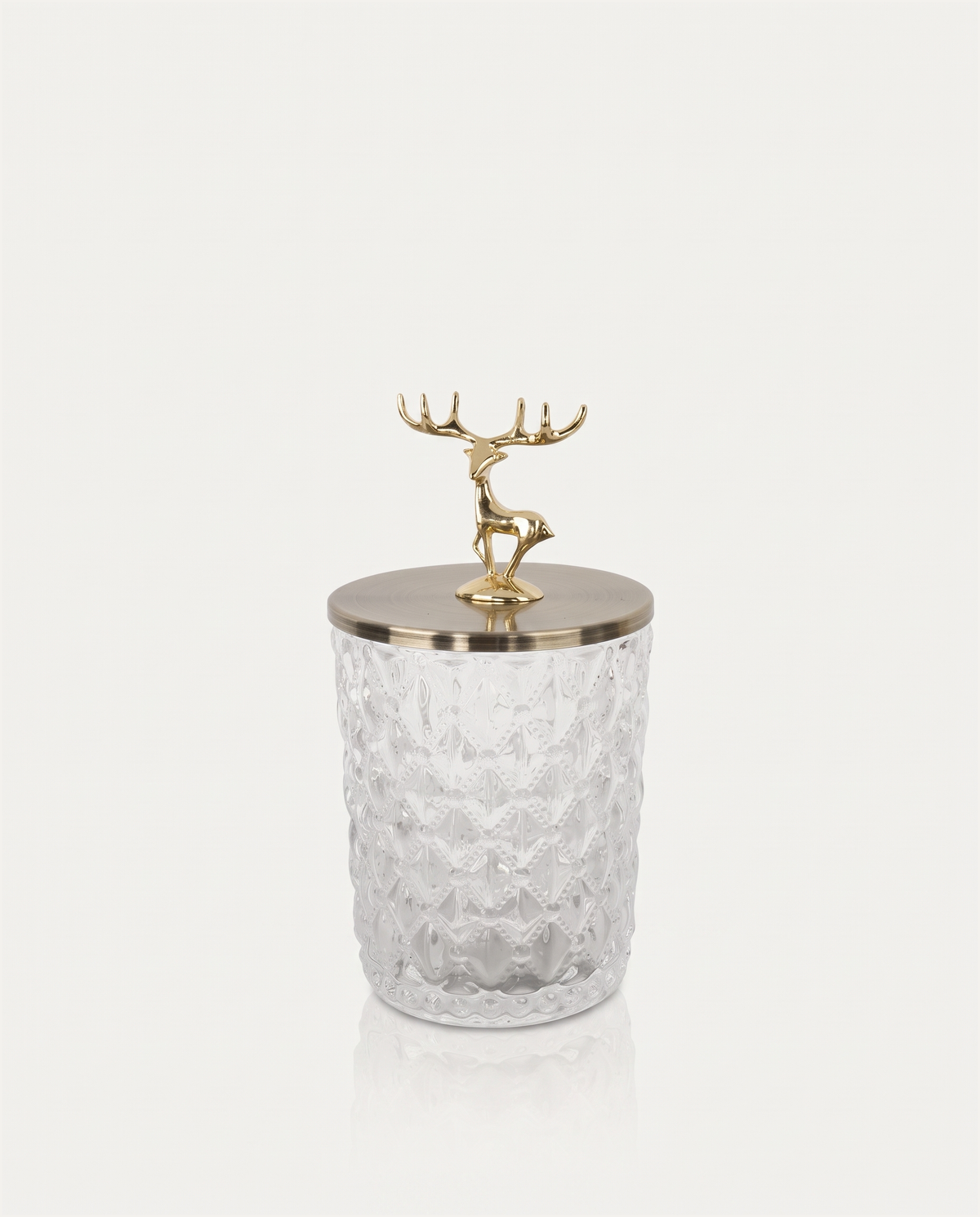 Cut Glass Jar with Deer Lid