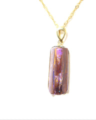 Handmade Australian Boulder Opal Pendant Necklace Sterling Silver Golden Column