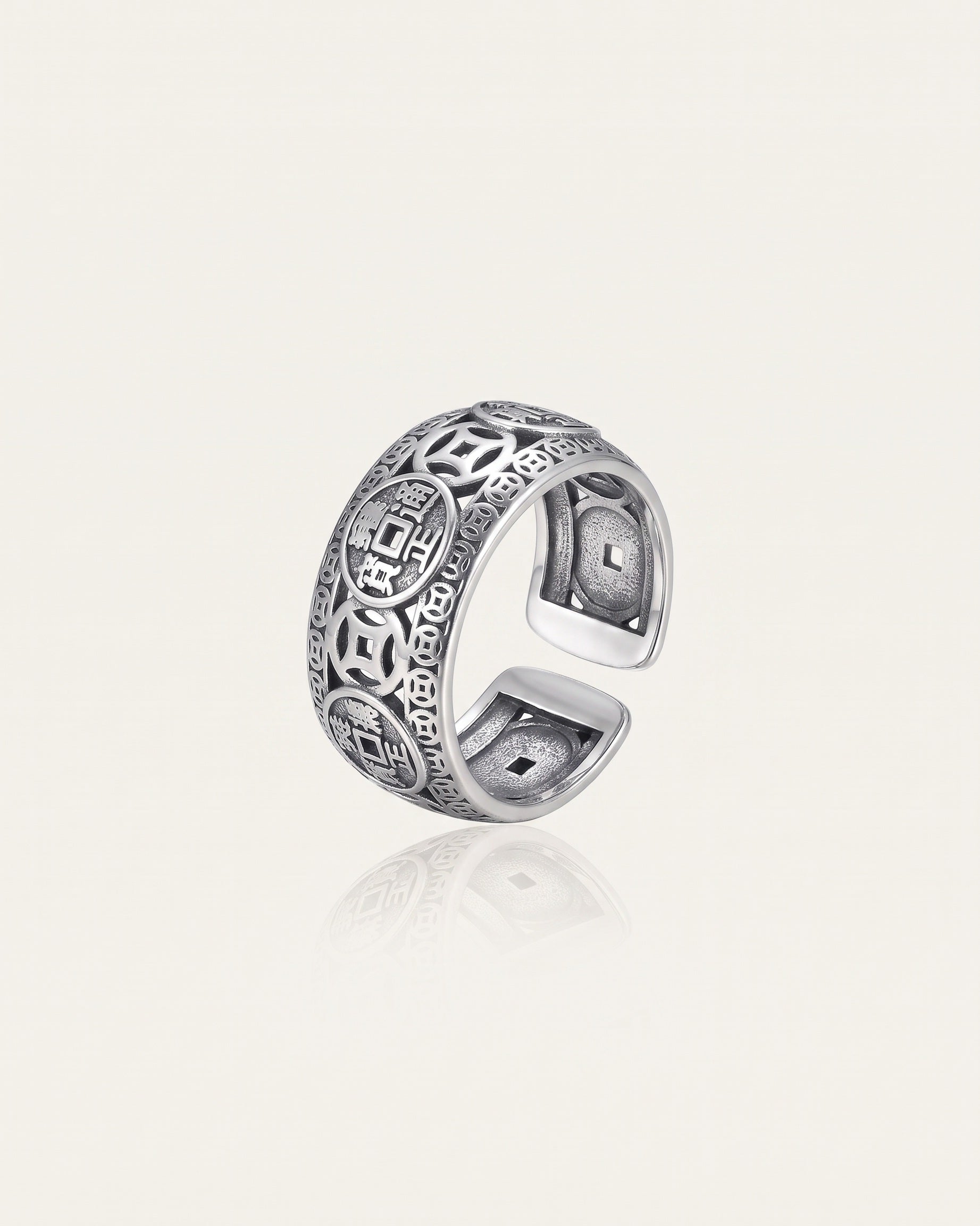 Five emperor coins ring, all silver
