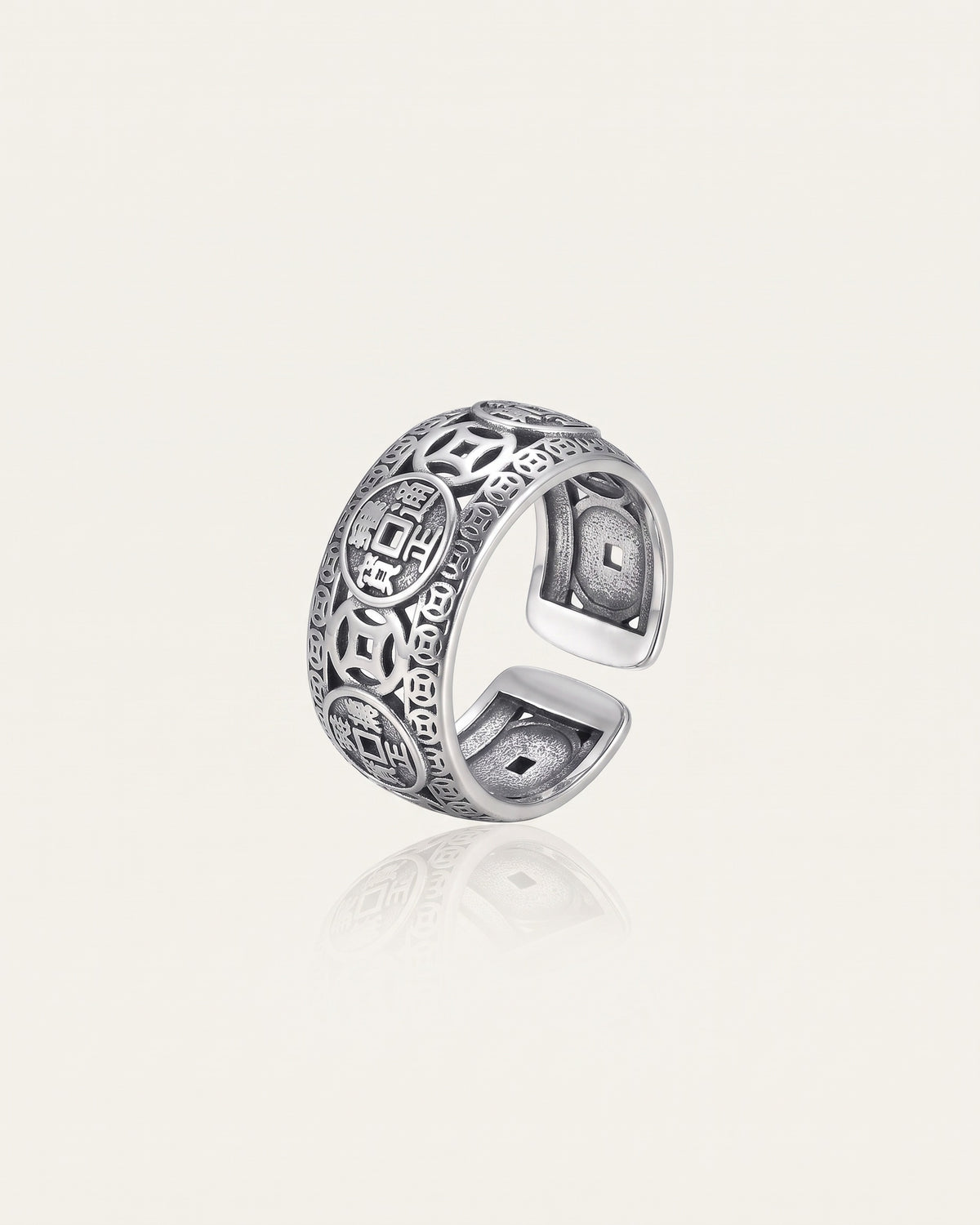 Five emperor coins ring, all silver