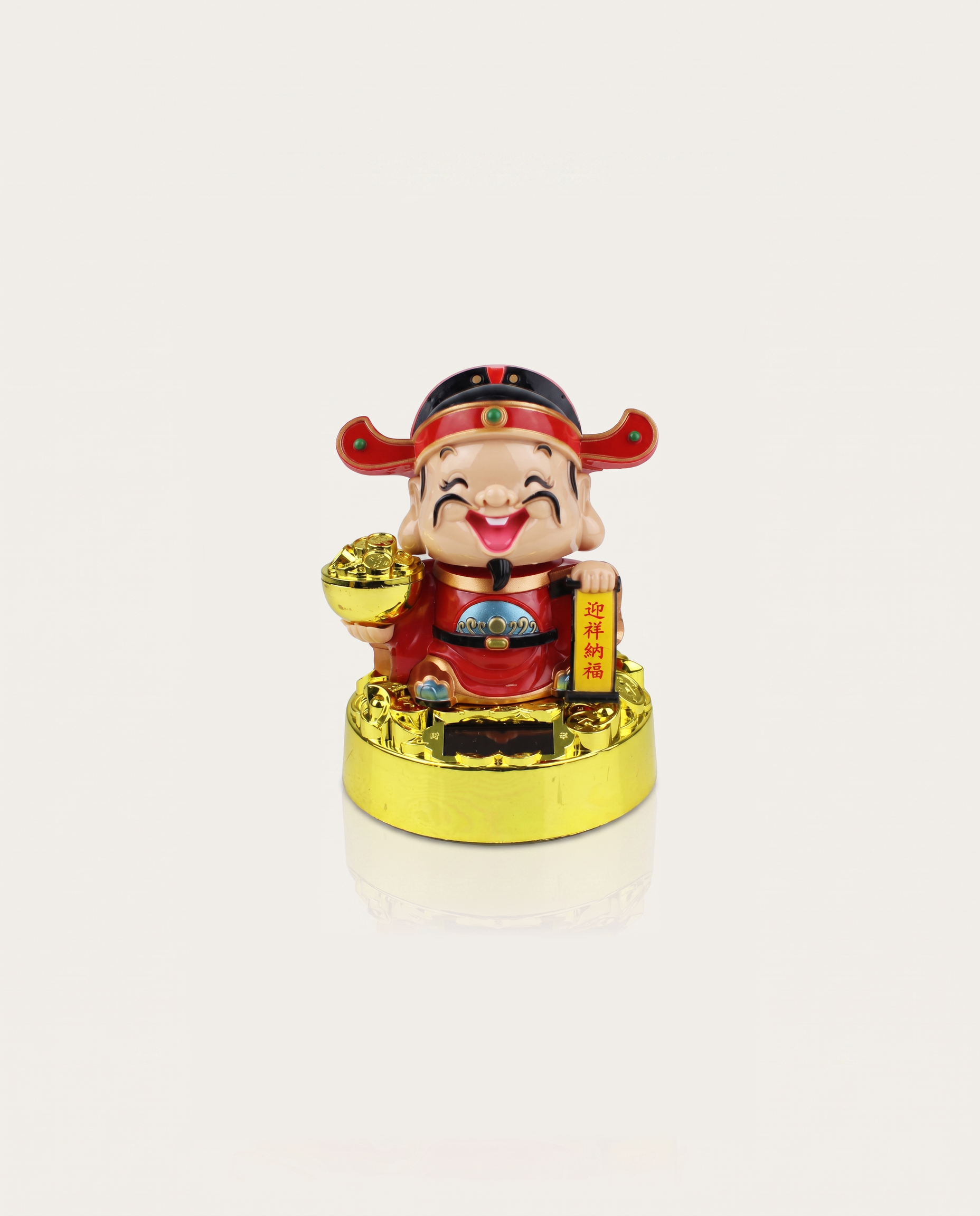 Five Wealth Gods solar nodding statue