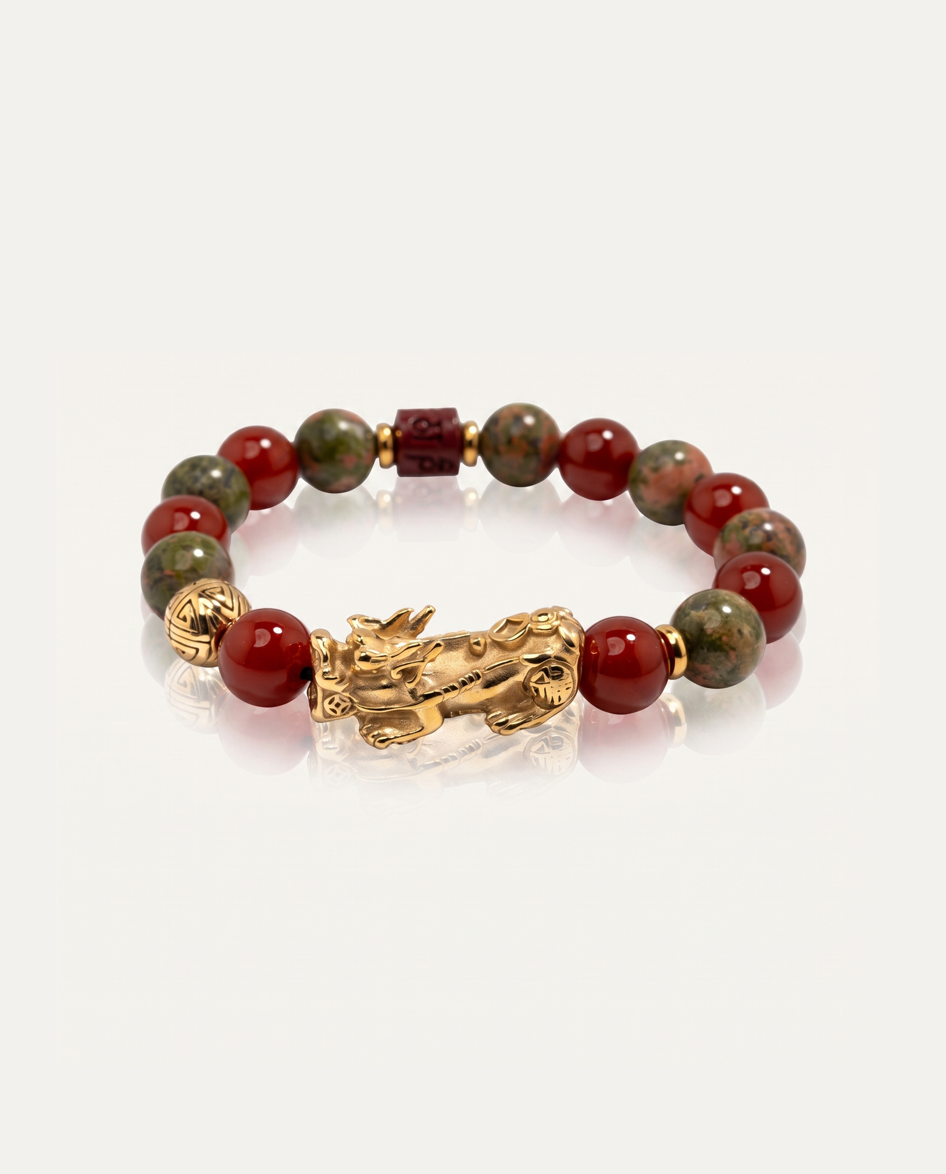 Fortune Charm | Pixiu Unakite & Red Agate Bracelet photo 2